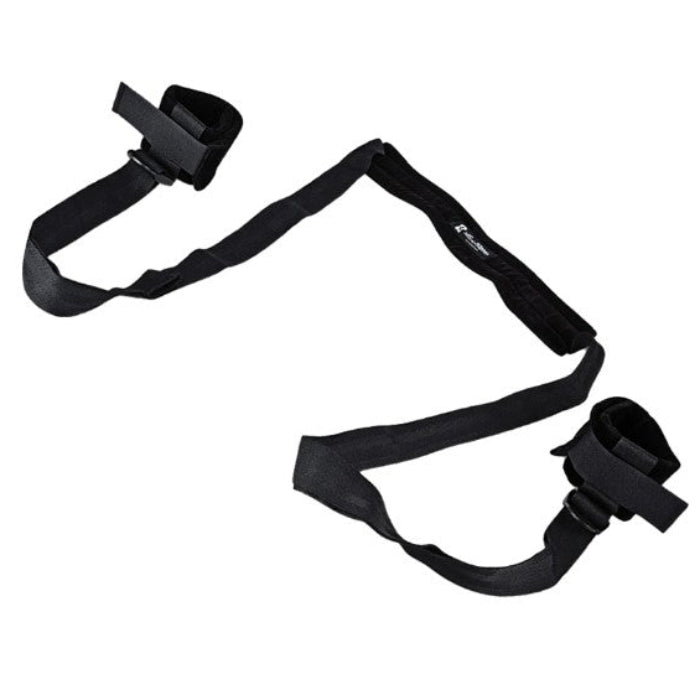 Adjustable position spreader strap fully extended and displayed on white background