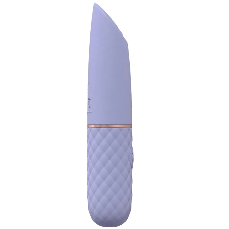 Side view of Beso Silicone Rechargeable 10 Speed Mini Lipstick Vibrator showing lipstick-inspired design