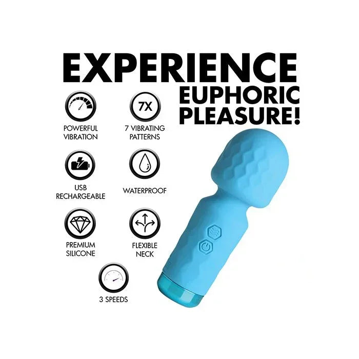 7 features of the body-safe silicone mini wand for on-the-go pleasure