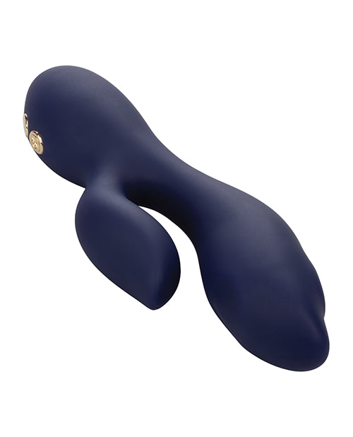 Close up side view of Chic Blossom oscillating vibrator showing ergonomic curved design and dual stimulation arms