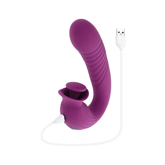 Waterproof Deep Ecstasy vibrator with USB charging port and control buttons.