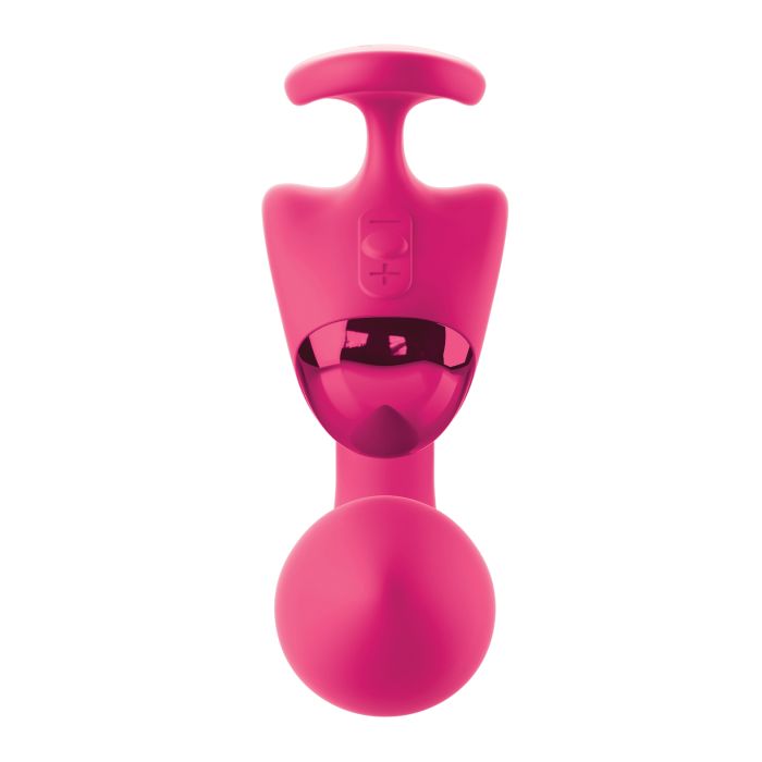 Closeup of ergonomic vibrator buttons with LED indicators for multiple vibration modes