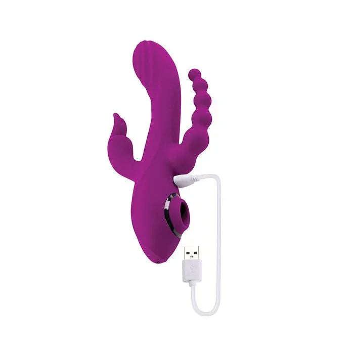 Waterproof Fourgasm by Evolved dual stimulation vibrator with USB charging cable included.