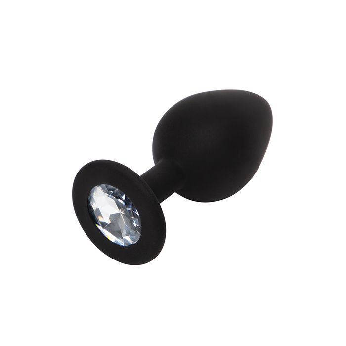 Smooth silicone butt plug with a sparkling crystal base from the Fifty Shades of Grey x We-Vibe Come To Bed Kit, perfect for beginners exploring backdoor play