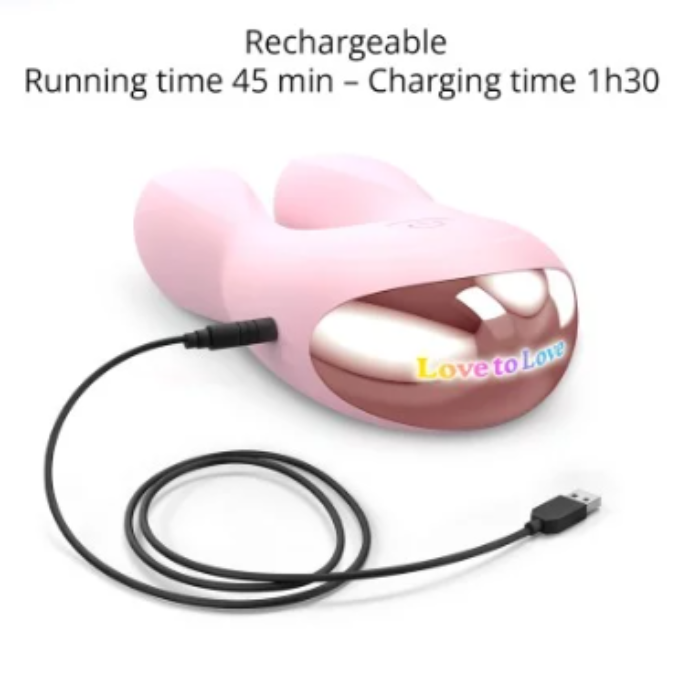 Battery charging of Hear Me rechargeable vibrator with USB cable with LED indicator on