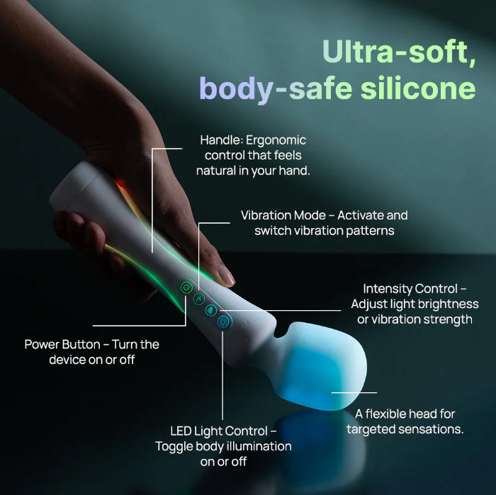 llumination The Wand features - waterproof, app control, and ultra-soft silicone