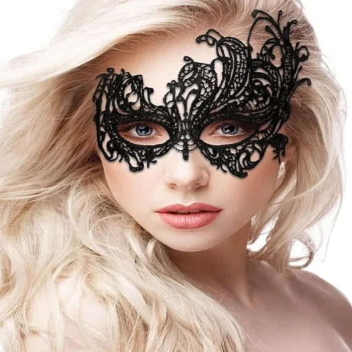 Lace Eye Mask Black - Royal - The Flirtation Station