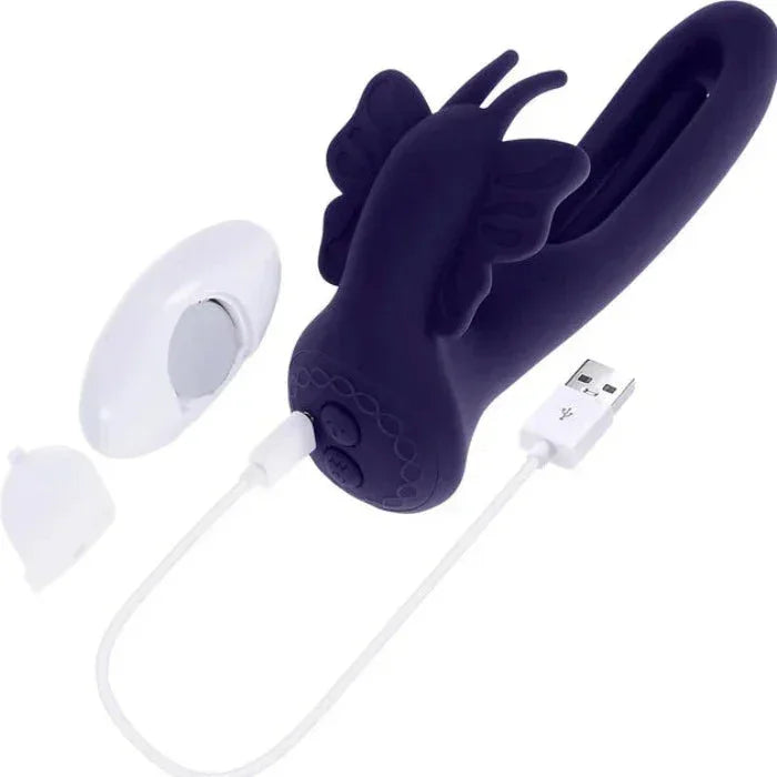 Evolved Lord Of The Wings rechargeable remote control vibrator with magnetic USB charging cable and wireless remote control