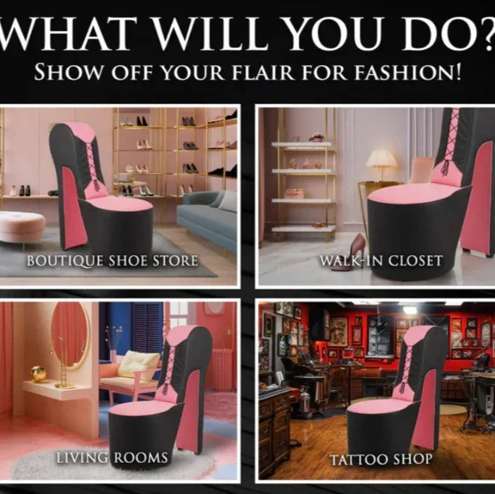 Full shot of the stiletto chair in a room setting showcasing height and proportions ideal for intimate seating.