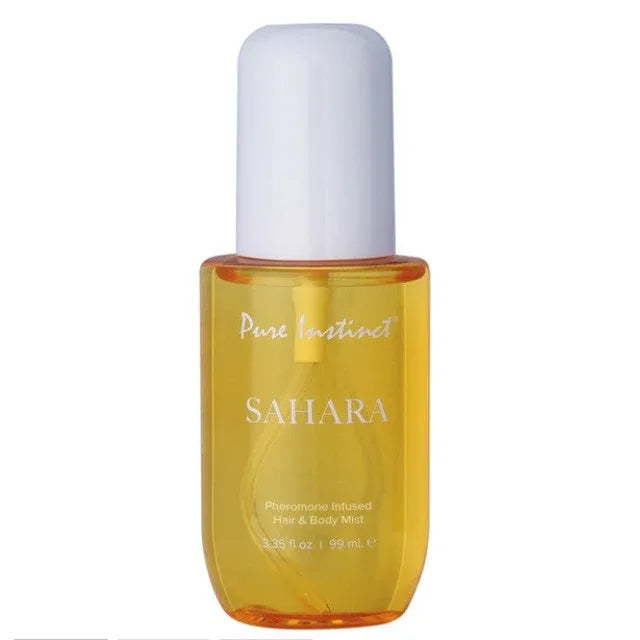 Pure Instinct Pheromone Infused Hair & Body Mist in Sahara scent bottle