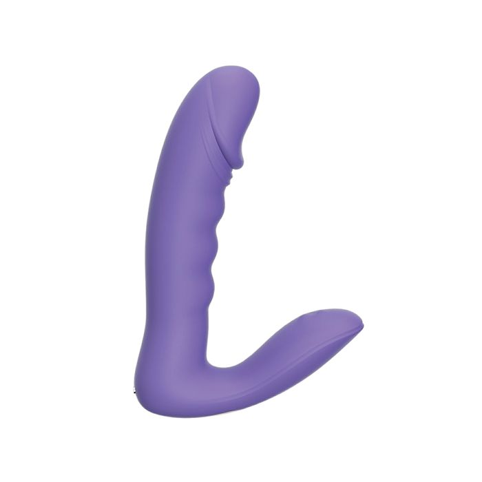 Side view of RORA app-controlled rotating G-spot massager in soft silicone