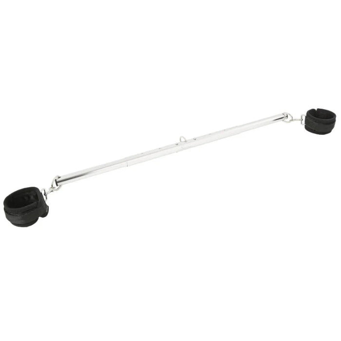 Shows the Sportsheets Expandable Spreader Bar completely assembled with cuffs attached