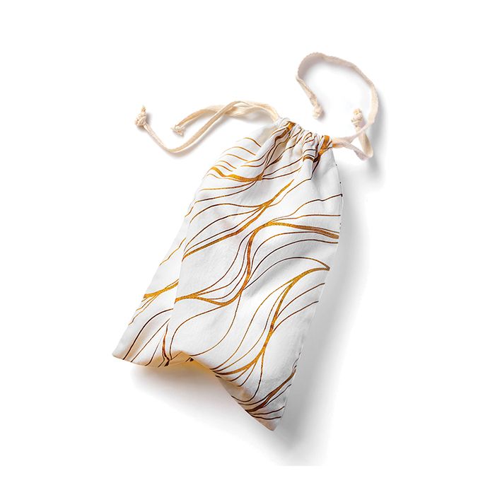 Drawstring Cotton Lint Free Toy Storage Bag gold swirl embrace
