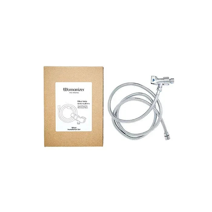 Womanizer Wave Accessory Kit includes shower head adapter and stainless steel hose, fits universal 0.5 inch standard size for plumbing fixtures