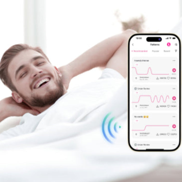 User wearing Lovense Gush 2 with app control on smartphone visible