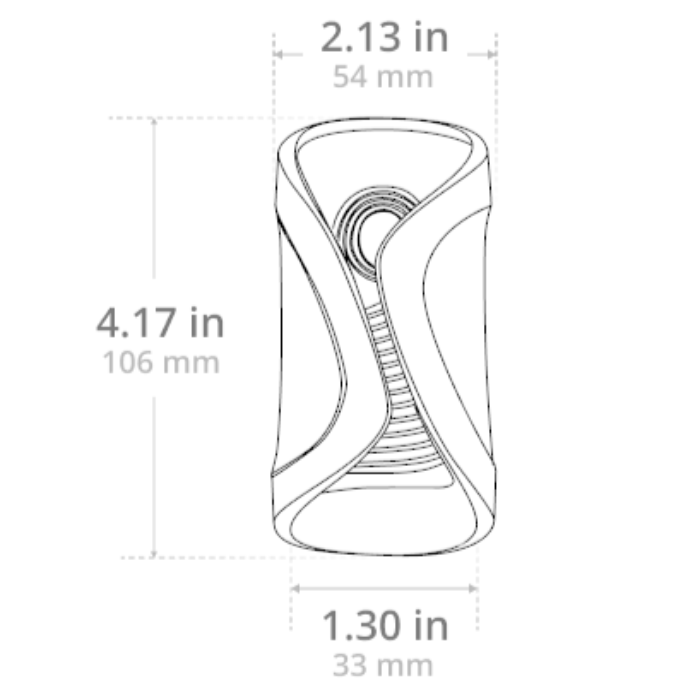 Overall width measurement of Lovense Gush 2 penis massager, showing 2.13 inches widest point