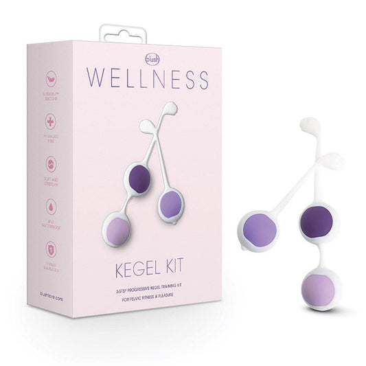 Packaging for the Wellness 3 Step Kegel Training Kit featuring its body-safe, fragrance-free materials.