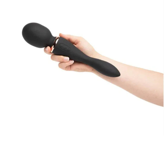 Lifestyle image of person holding the Nu Sensuelle Alluvion XLR8 Wand, highlighting body-safe silicone surface