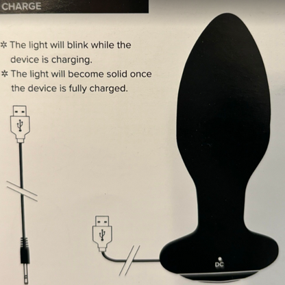 illustration of Alpine Gyrating Anal Plug charging instructions