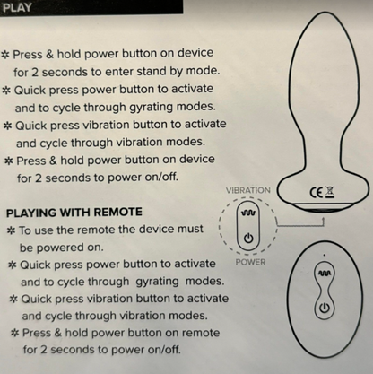 Alpine Gyrating Anal Plug w/ Remote instructions for use