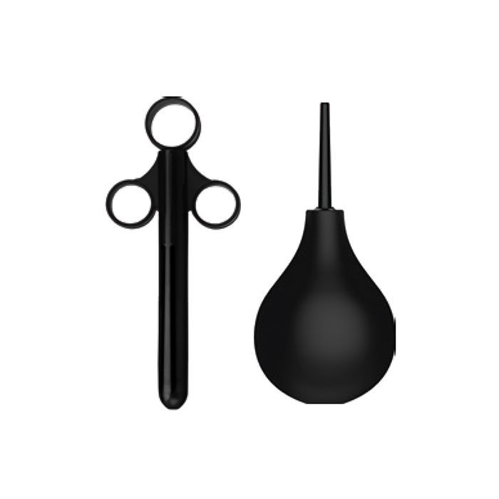 Lube applicator and anal douche included in the anal training kit for precise lubrication and hygienic preparation