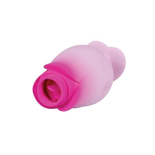 Close-up of the inside of the soft silicone suction opening showing texture and design details of the Blush Tulip Trance toy