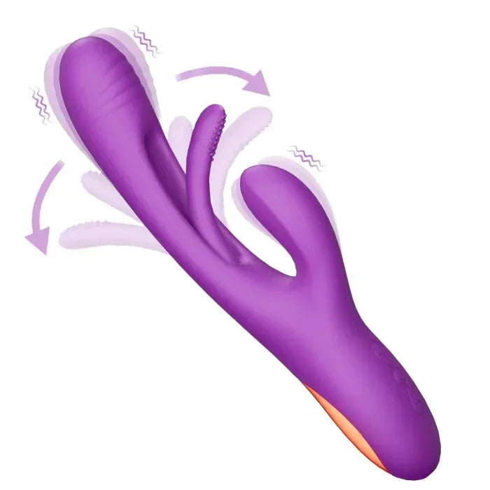 demonstrating finger-like tapping motion on hollow shaft for G-spot stimulation on the Honey Play Box Bora Rabbit Tapping G Spot Vibrator