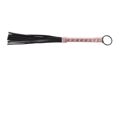 Mini faux leather-tipped crop and rose gold handle for playful spanking included in Sex & Mischief Brat Kit