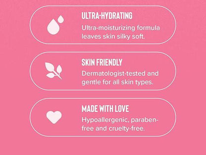 Text about Coochy Shave Cream product features on a pink background