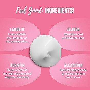 Coochy Shave Cream product ingredient hightlighted ingredients listed on a pink background