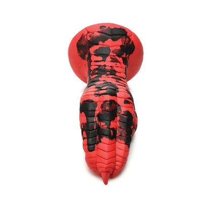 Closeup of Creature Cocks AH469-Red silicone hand with meaty fingers and textures​
