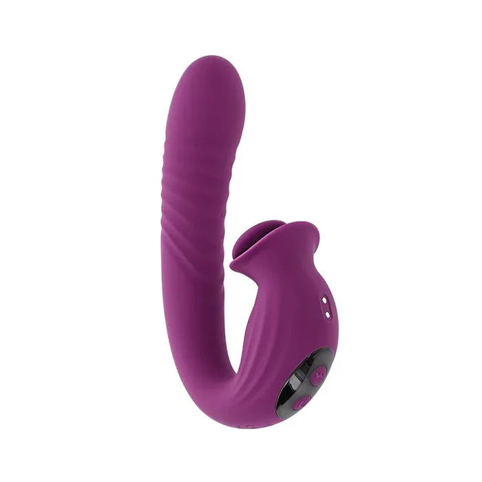 Deep Ecstasy dual stimulator by Evolved Novelties showing 6.5" insertable length and textured surface.