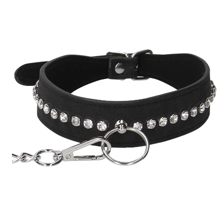 Diamond Studded Collar with Leash - The Flirtation Station