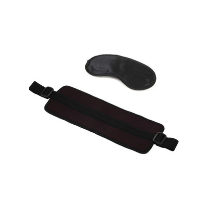 Doggie Style Position Support Strap with included satin blindfold laid out for sensory play
