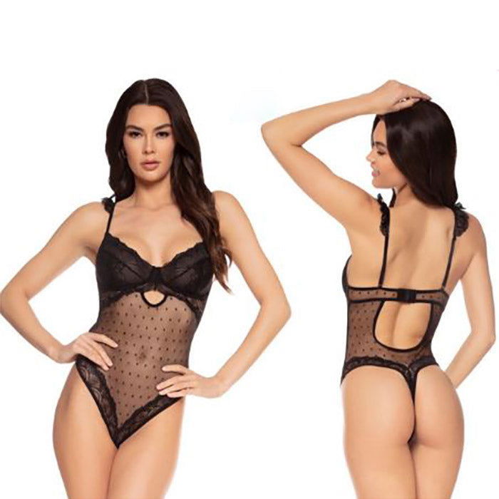 Dotted Swiss Lace Teddy - The Flirtation Station