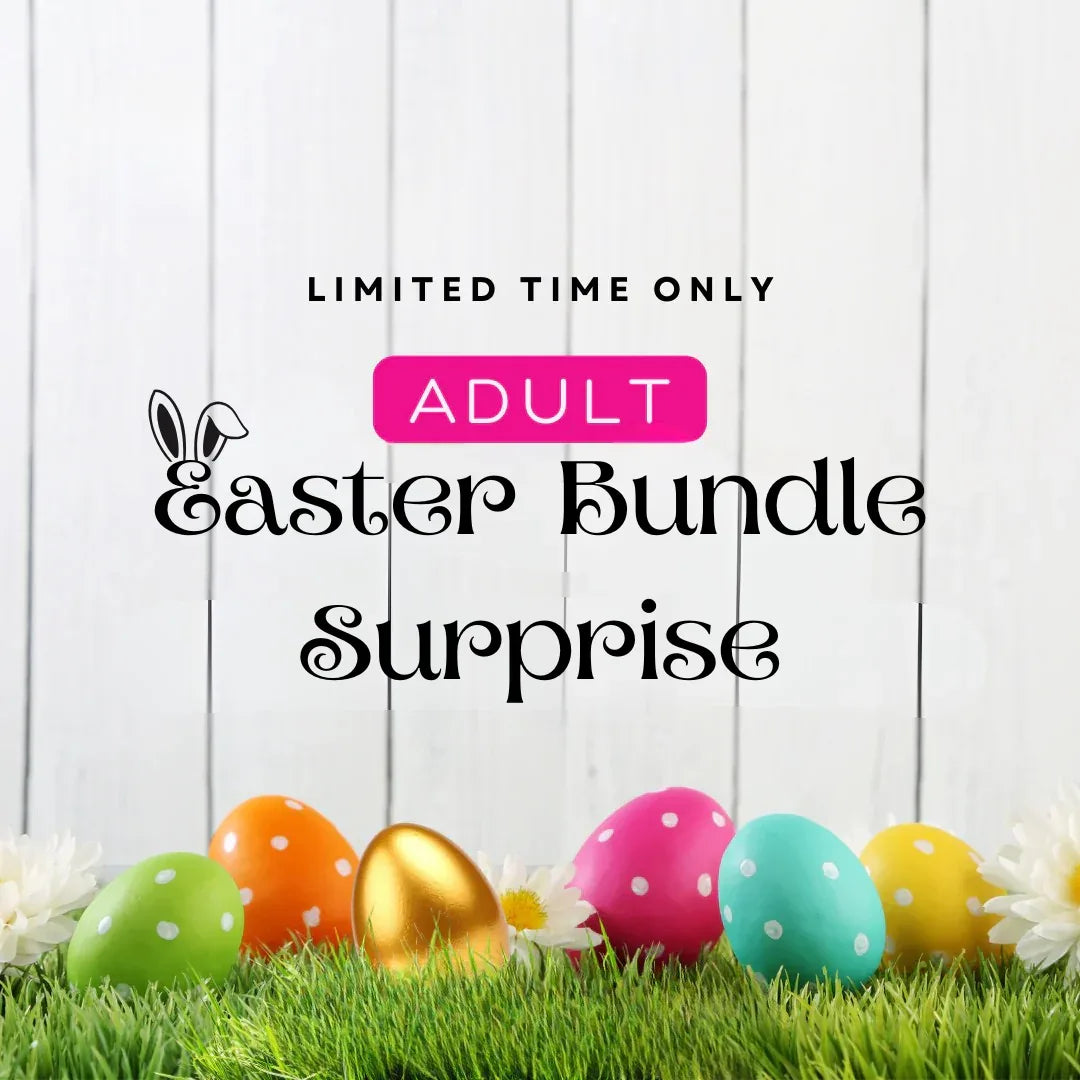 Adult Easter Bundle Surprise — curated intimate gift set with rechargeable toy, self-care products, treats, and playful surprises, valued at $125+