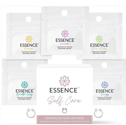 Self Care bundle set of 5 Essence Rings Complete Aromatherapy Wellness Kit on white background
