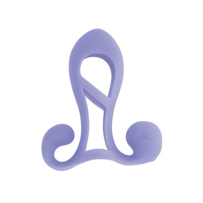 Playboy Fantasy Cage vibrating penis enhancer on white background, black stretchy silicone sleeve with curved tip and dual ticklers
