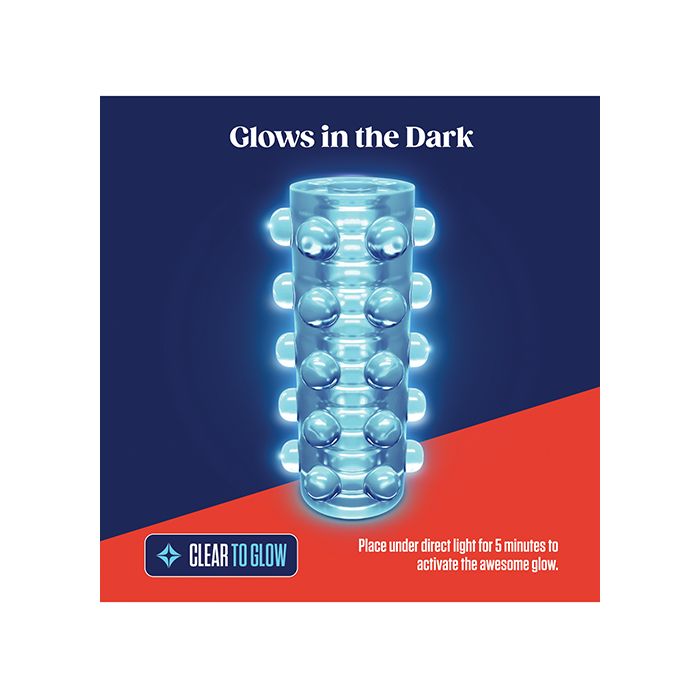 Showing the directions on how to get the Male Pleasure Stroker to glow in the dark