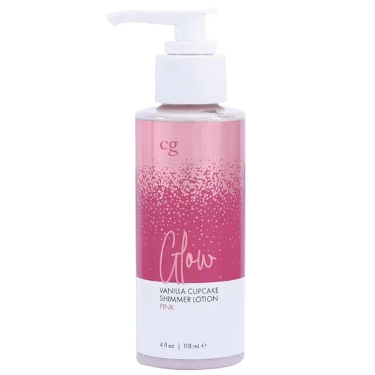 Pink shimmer body lotion bottle with vanilla cupcake scent by Classic Brands - paraben-free moisturizer with mica glow