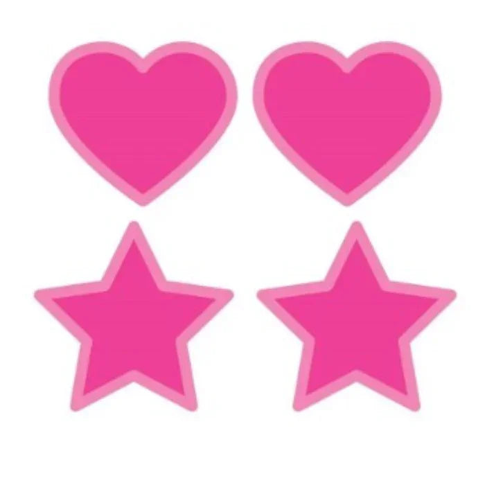 Hot Pink Glow-in-the-Dark Hearts and Stars Pasties – Peekaboos adhesive pasties set