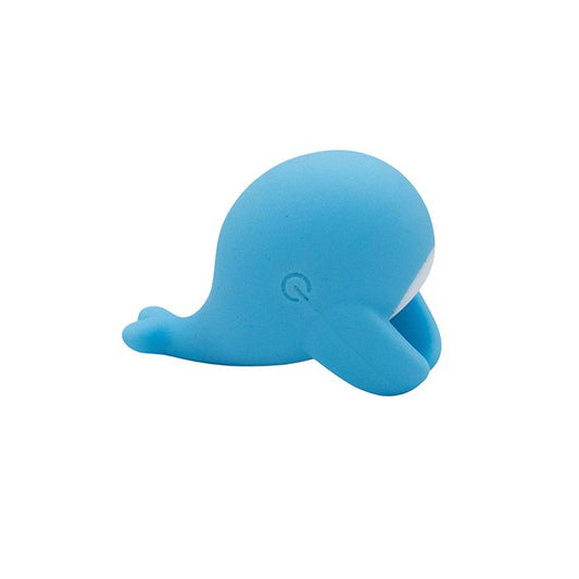 Heavenly Humpback finger bullet vibrator in pastel blue with ergonomic whale design