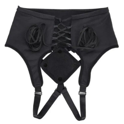 Sportsheets High Waisted Strap-On Harness Corset – Full Product Flat Lay
