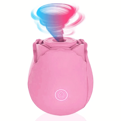 Pink Rose Toy Inya clitoral sucker vibrator displayed on a white background, featuring delicate cherry blossom color