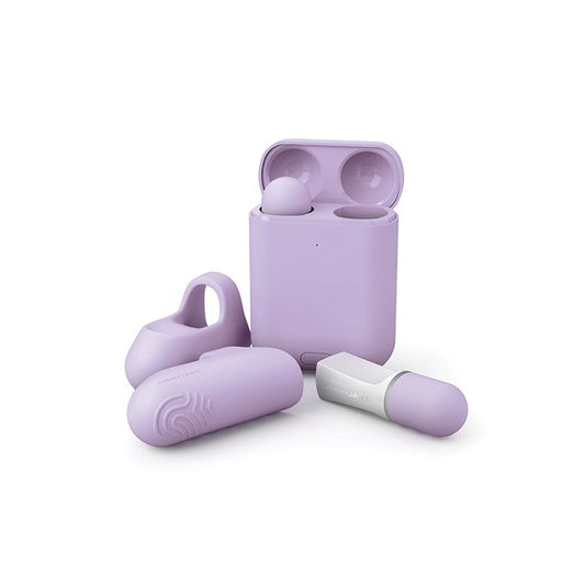 Hello Touch Pro Finger Vibrators set with two silicone fingertip sleeves and rechargeable wireless case
