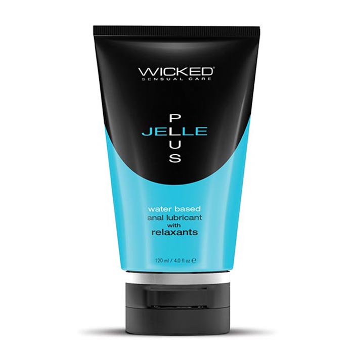 Jelle Plus Anal Lubricant tube highlighting natural relaxants and thick water-based formula designed for comfortable and safe anal play.