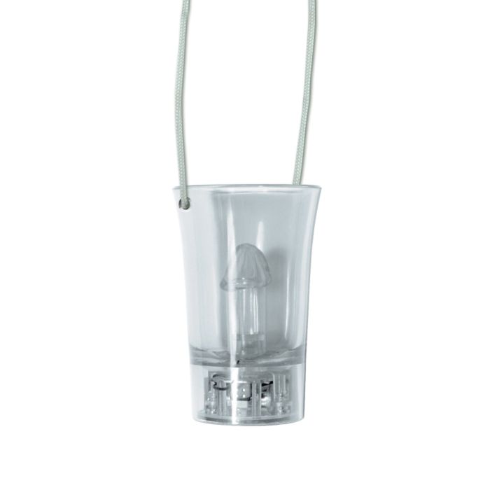 Light Up Pecker Party Shot Glass with pulsating LED penis light and convenient hang string
