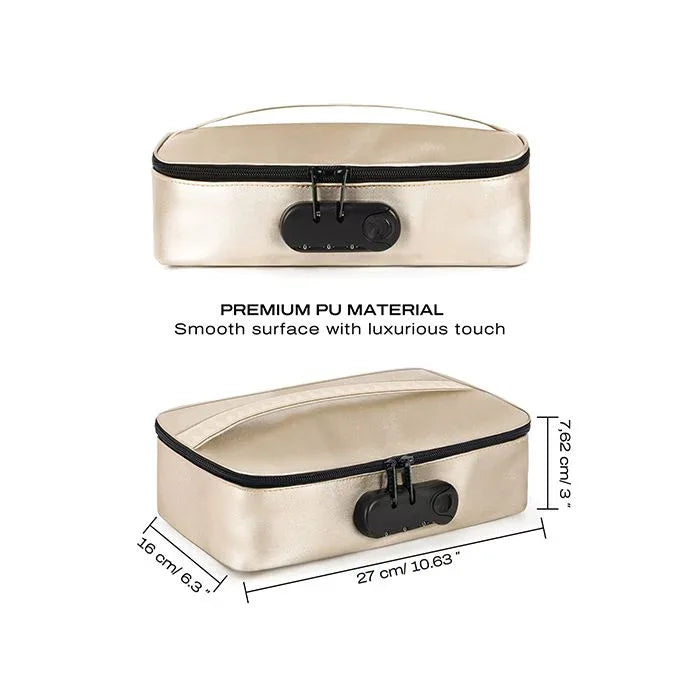 Dorcel luxury gold lockable storage box features and dimensions