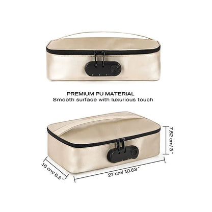 Dorcel luxury gold lockable storage box features and dimensions