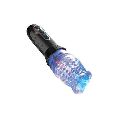 Male Rose rechargeable vibrating and rotating masturbator with blue light on the inside